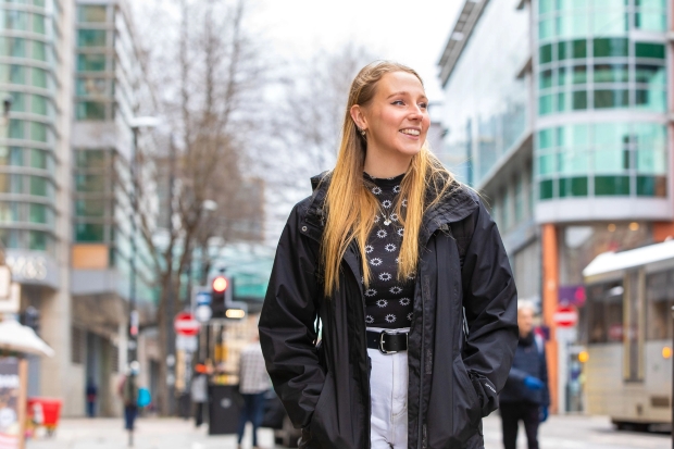Manchester Metropolitan University student in the city